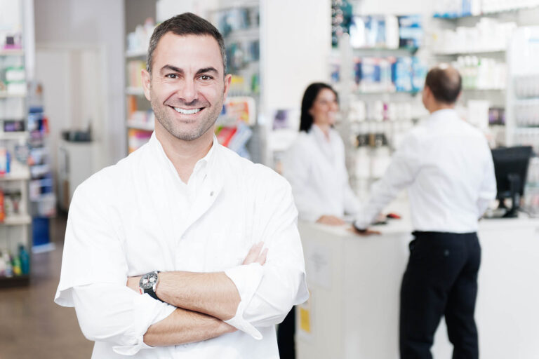 Portrait,Of,A,Pharmacist.,In,The,Background,We,Can,See